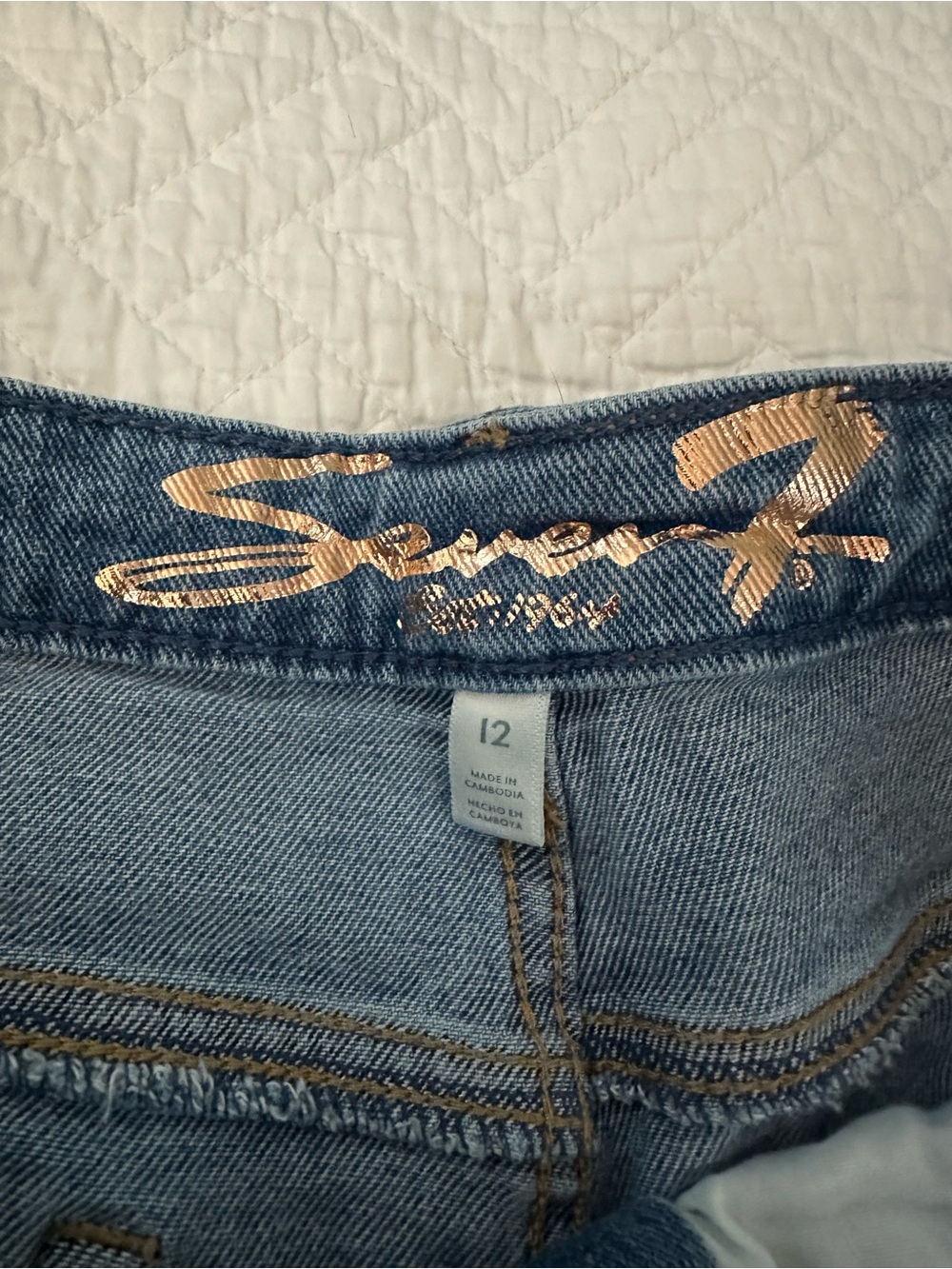 Seven7 Women's Light Blue High Rise Distressed Slim Flare Jeans Size 12 - Picture 8 of 11